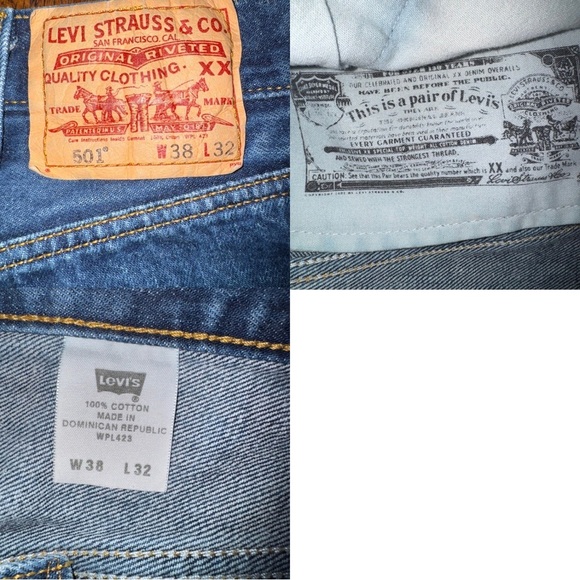 Levi's 501 Button Fly Straight Jeans in Classic Blue - Picture 3 of 4